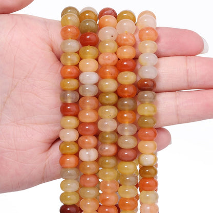 5x8mm Natural Green Lemon Jade Stone Rondelle Beads, 75PCS Spacer Round Loose Abacus Beads for Jewelry Making, Gemstone for Bracelet Necklace Earrings, Arts and Crafts
