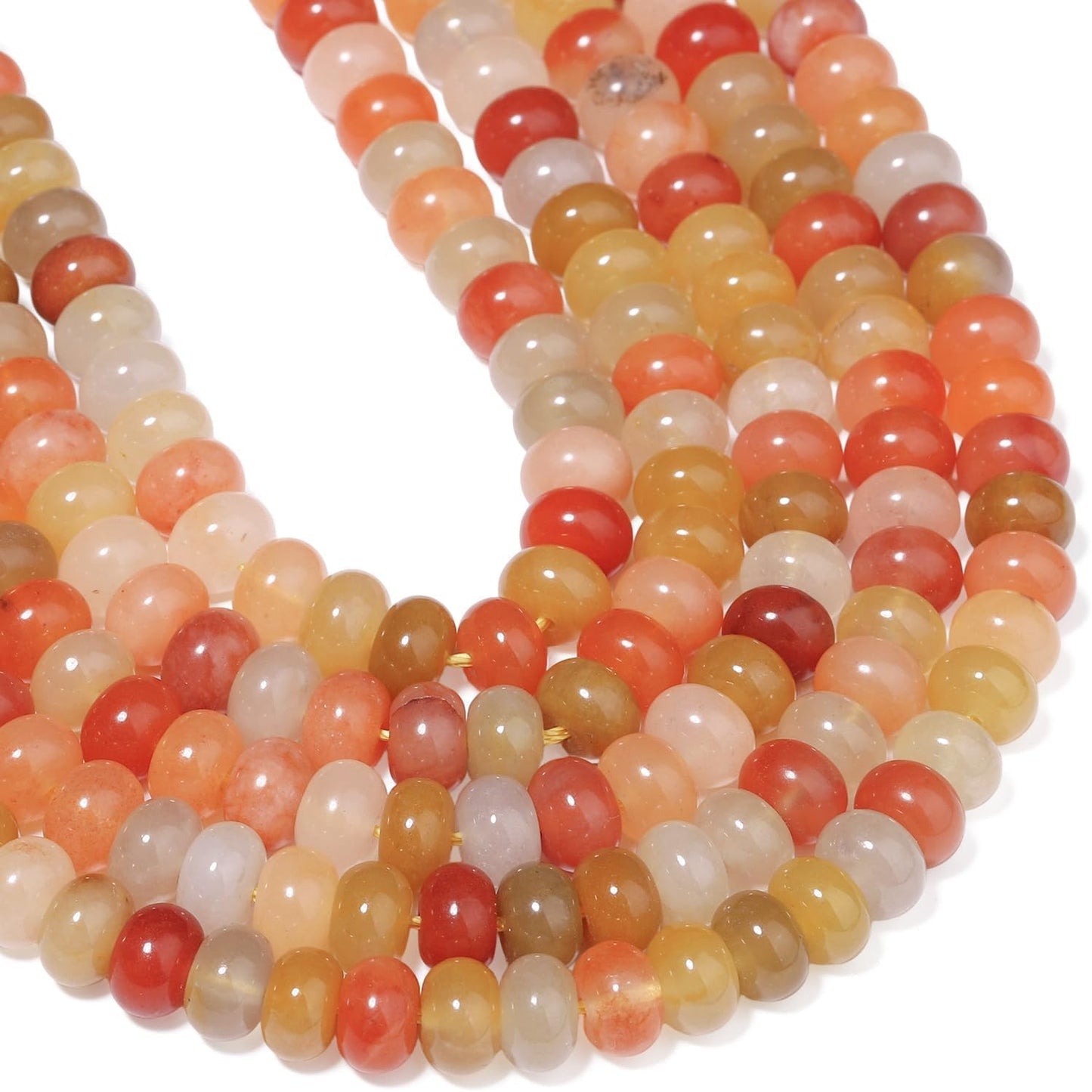 5x8mm Natural Green Lemon Jade Stone Rondelle Beads, 75PCS Spacer Round Loose Abacus Beads for Jewelry Making, Gemstone for Bracelet Necklace Earrings, Arts and Crafts