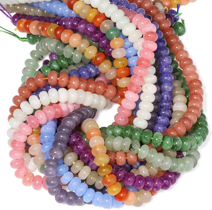 5x8mm Natural Green Lemon Jade Stone Rondelle Beads, 75PCS Spacer Round Loose Abacus Beads for Jewelry Making, Gemstone for Bracelet Necklace Earrings, Arts and Crafts