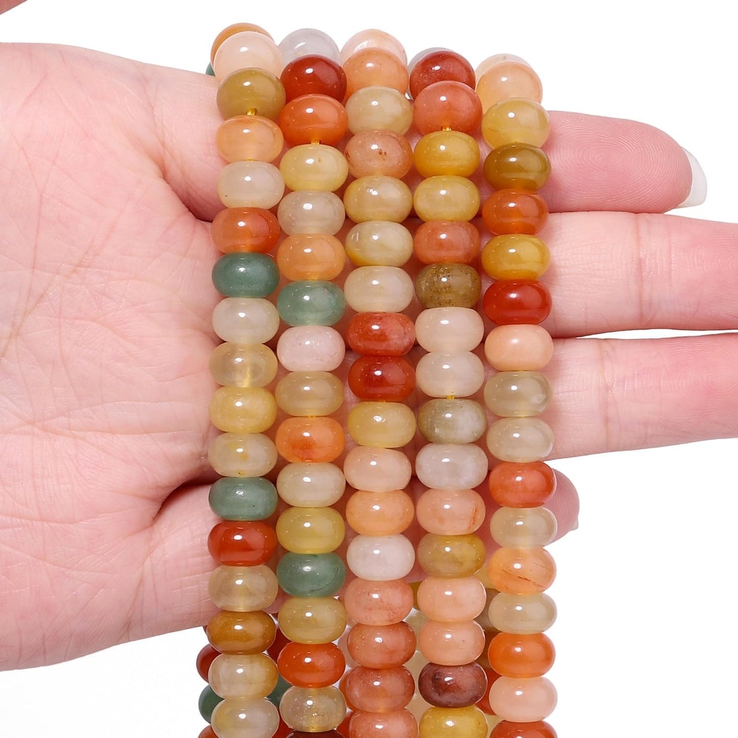 5x8mm Natural Green Lemon Jade Stone Rondelle Beads, 75PCS Spacer Round Loose Abacus Beads for Jewelry Making, Gemstone for Bracelet Necklace Earrings, Arts and Crafts
