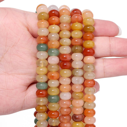 5x8mm Natural Green Lemon Jade Stone Rondelle Beads, 75PCS Spacer Round Loose Abacus Beads for Jewelry Making, Gemstone for Bracelet Necklace Earrings, Arts and Crafts