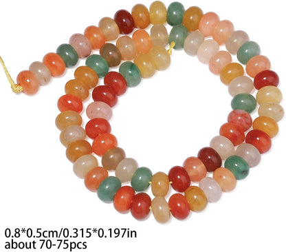 5x8mm Natural Green Lemon Jade Stone Rondelle Beads, 75PCS Spacer Round Loose Abacus Beads for Jewelry Making, Gemstone for Bracelet Necklace Earrings, Arts and Crafts