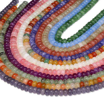 5x8mm Natural Green Lemon Jade Stone Rondelle Beads, 75PCS Spacer Round Loose Abacus Beads for Jewelry Making, Gemstone for Bracelet Necklace Earrings, Arts and Crafts