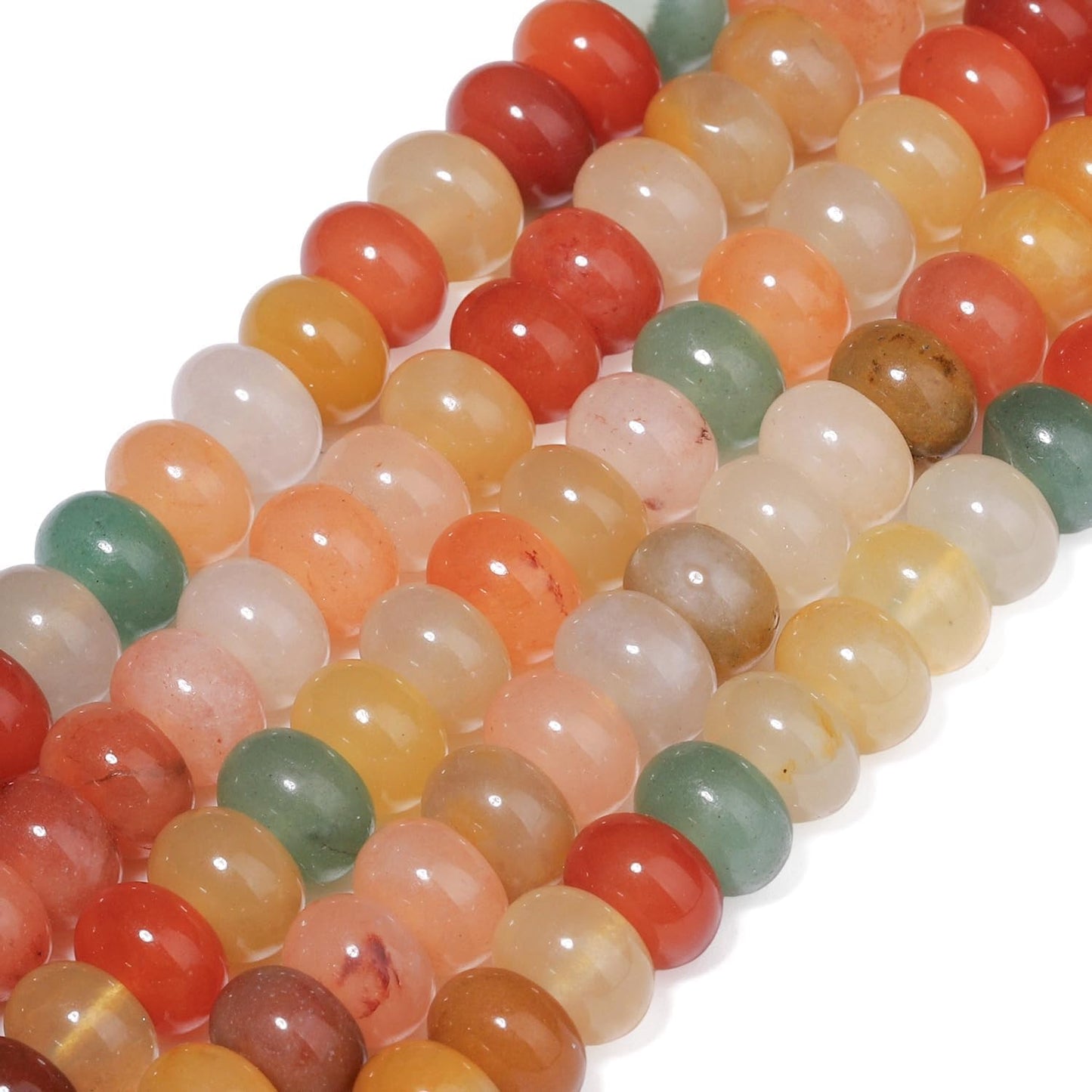 5x8mm Natural Green Lemon Jade Stone Rondelle Beads, 75PCS Spacer Round Loose Abacus Beads for Jewelry Making, Gemstone for Bracelet Necklace Earrings, Arts and Crafts