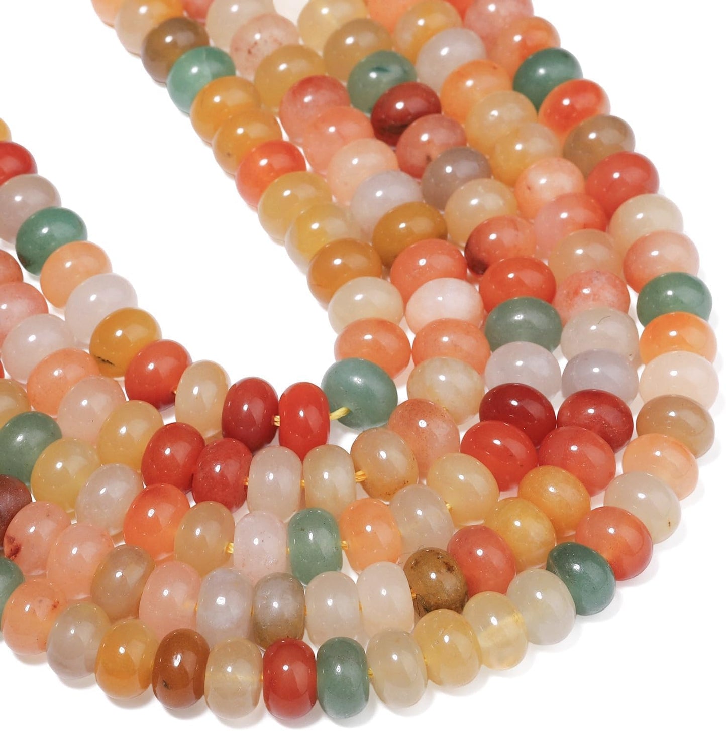 5x8mm Natural Green Lemon Jade Stone Rondelle Beads, 75PCS Spacer Round Loose Abacus Beads for Jewelry Making, Gemstone for Bracelet Necklace Earrings, Arts and Crafts