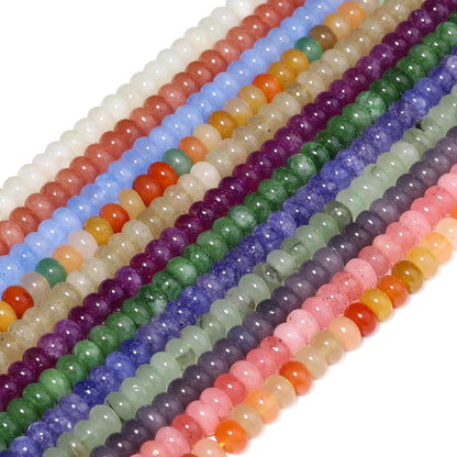 5x8mm Natural Green Lemon Jade Stone Rondelle Beads, 75PCS Spacer Round Loose Abacus Beads for Jewelry Making, Gemstone for Bracelet Necklace Earrings, Arts and Crafts