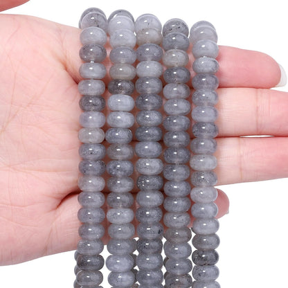 5x8mm Natural Green Lemon Jade Stone Rondelle Beads, 75PCS Spacer Round Loose Abacus Beads for Jewelry Making, Gemstone for Bracelet Necklace Earrings, Arts and Crafts