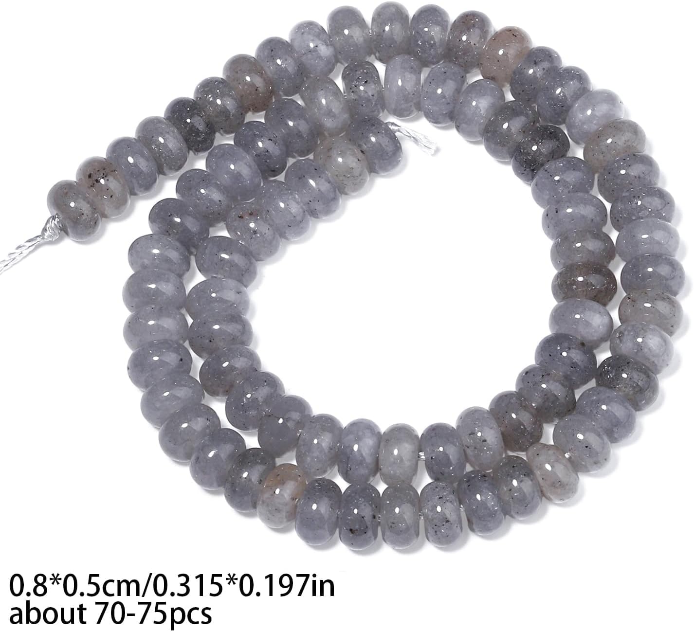 5x8mm Natural Green Lemon Jade Stone Rondelle Beads, 75PCS Spacer Round Loose Abacus Beads for Jewelry Making, Gemstone for Bracelet Necklace Earrings, Arts and Crafts