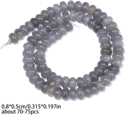 5x8mm Natural Green Lemon Jade Stone Rondelle Beads, 75PCS Spacer Round Loose Abacus Beads for Jewelry Making, Gemstone for Bracelet Necklace Earrings, Arts and Crafts
