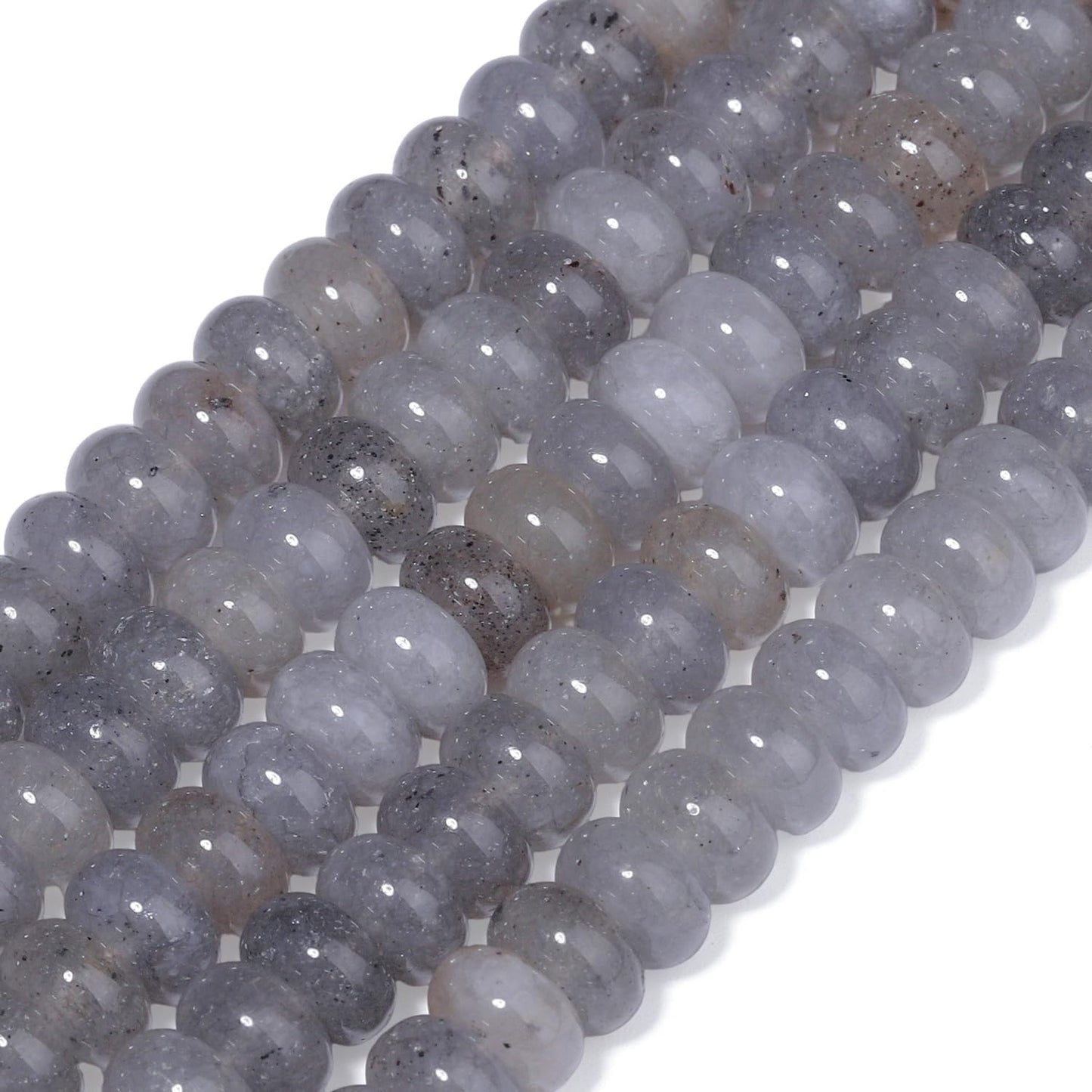 5x8mm Natural Green Lemon Jade Stone Rondelle Beads, 75PCS Spacer Round Loose Abacus Beads for Jewelry Making, Gemstone for Bracelet Necklace Earrings, Arts and Crafts