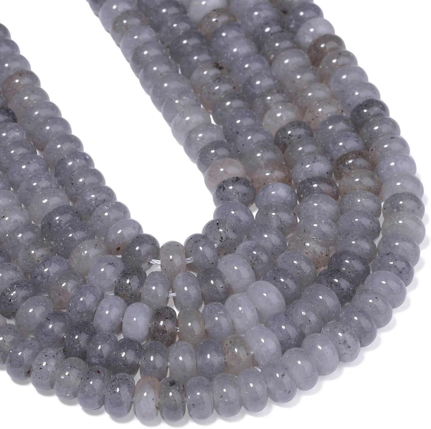 5x8mm Natural Green Lemon Jade Stone Rondelle Beads, 75PCS Spacer Round Loose Abacus Beads for Jewelry Making, Gemstone for Bracelet Necklace Earrings, Arts and Crafts