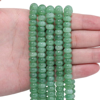 5x8mm Natural Green Lemon Jade Stone Rondelle Beads, 75PCS Spacer Round Loose Abacus Beads for Jewelry Making, Gemstone for Bracelet Necklace Earrings, Arts and Crafts