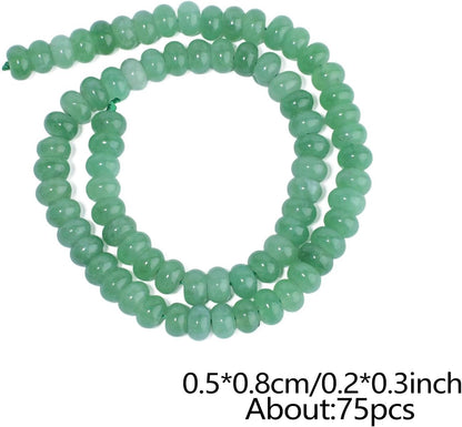 5x8mm Natural Green Lemon Jade Stone Rondelle Beads, 75PCS Spacer Round Loose Abacus Beads for Jewelry Making, Gemstone for Bracelet Necklace Earrings, Arts and Crafts