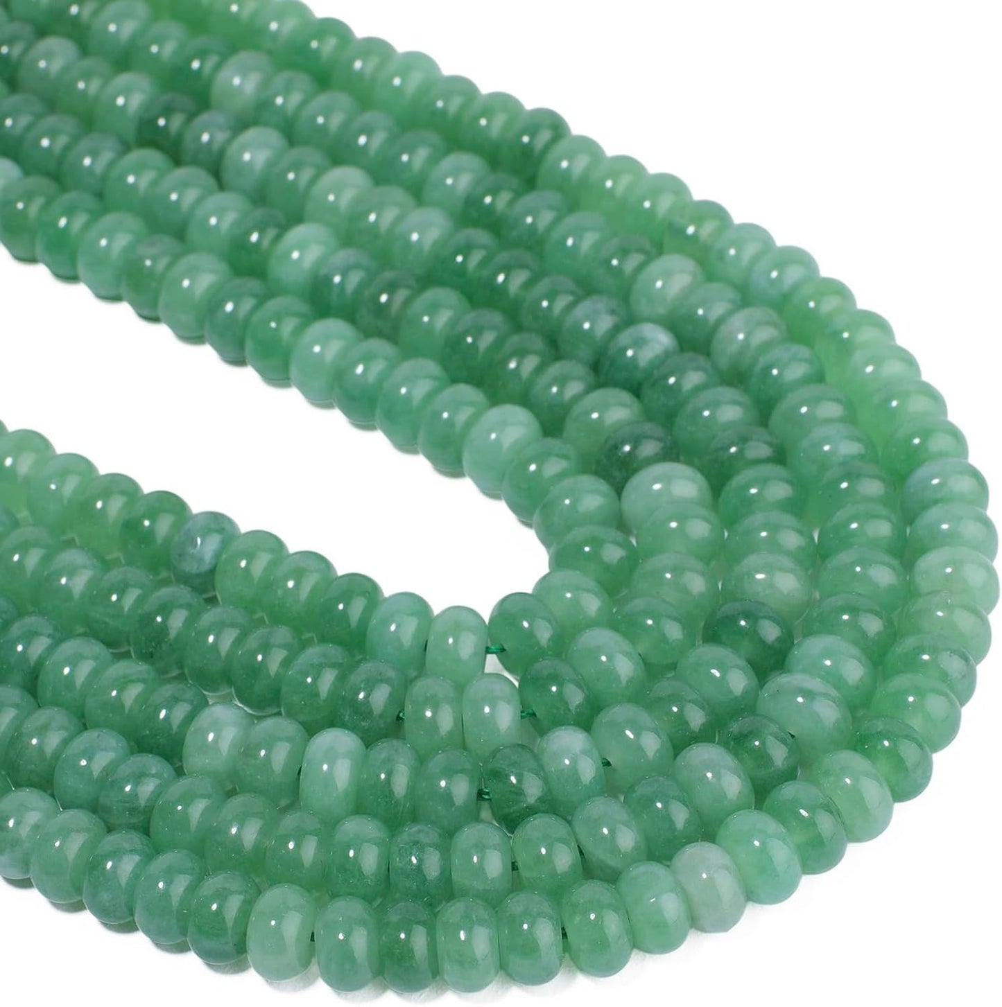 5x8mm Natural Green Lemon Jade Stone Rondelle Beads, 75PCS Spacer Round Loose Abacus Beads for Jewelry Making, Gemstone for Bracelet Necklace Earrings, Arts and Crafts