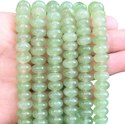 5x8mm Natural Green Lemon Jade Stone Rondelle Beads, 75PCS Spacer Round Loose Abacus Beads for Jewelry Making, Gemstone for Bracelet Necklace Earrings, Arts and Crafts