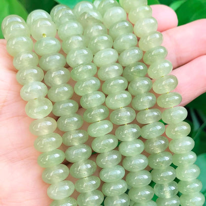 5x8mm Natural Green Lemon Jade Stone Rondelle Beads, 75PCS Spacer Round Loose Abacus Beads for Jewelry Making, Gemstone for Bracelet Necklace Earrings, Arts and Crafts