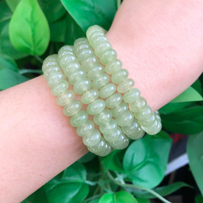 5x8mm Natural Green Lemon Jade Stone Rondelle Beads, 75PCS Spacer Round Loose Abacus Beads for Jewelry Making, Gemstone for Bracelet Necklace Earrings, Arts and Crafts
