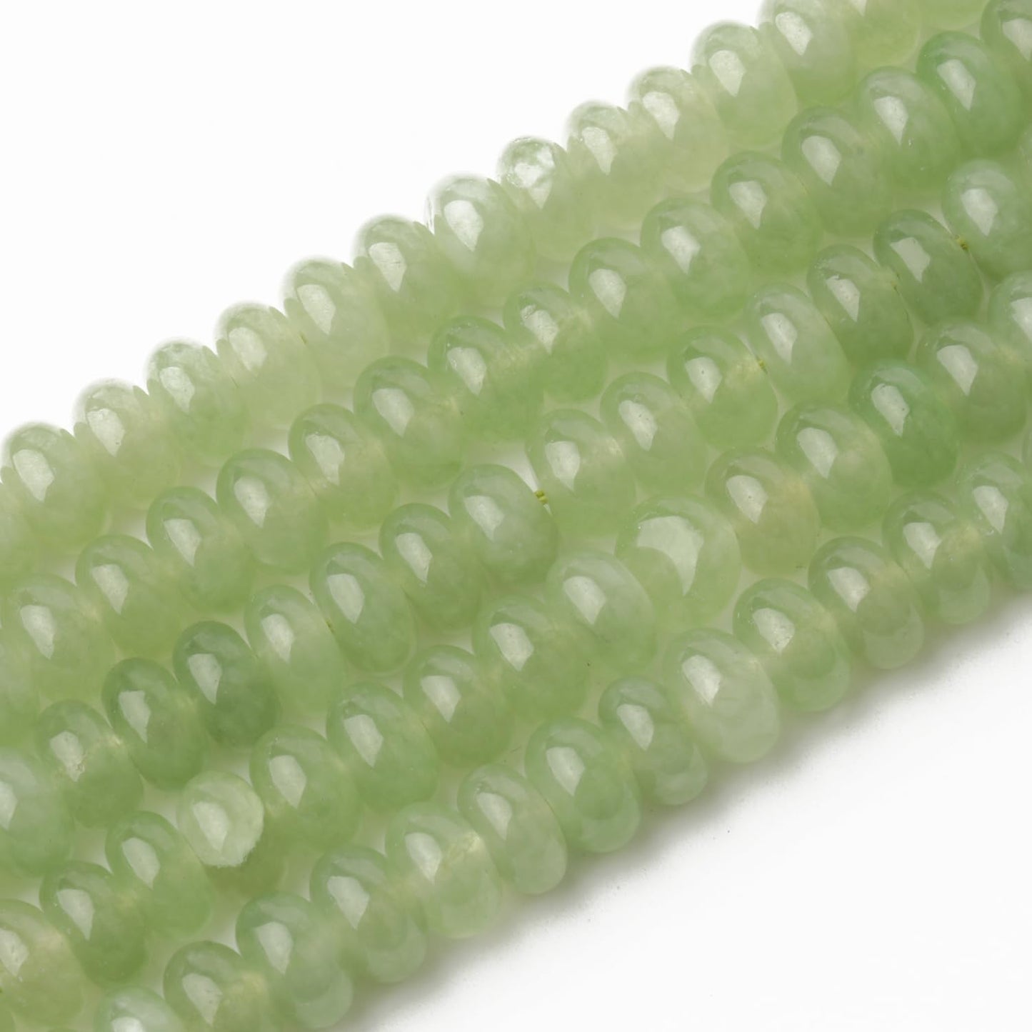 5x8mm Natural Green Lemon Jade Stone Rondelle Beads, 75PCS Spacer Round Loose Abacus Beads for Jewelry Making, Gemstone for Bracelet Necklace Earrings, Arts and Crafts