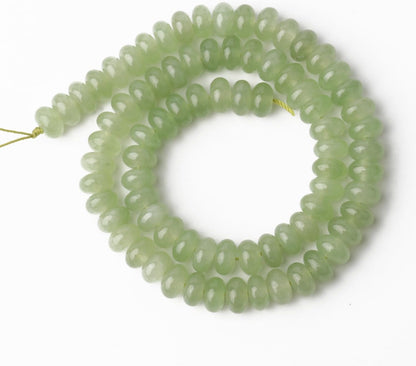 5x8mm Natural Green Lemon Jade Stone Rondelle Beads, 75PCS Spacer Round Loose Abacus Beads for Jewelry Making, Gemstone for Bracelet Necklace Earrings, Arts and Crafts