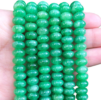 5x8mm Natural Green Lemon Jade Stone Rondelle Beads, 75PCS Spacer Round Loose Abacus Beads for Jewelry Making, Gemstone for Bracelet Necklace Earrings, Arts and Crafts