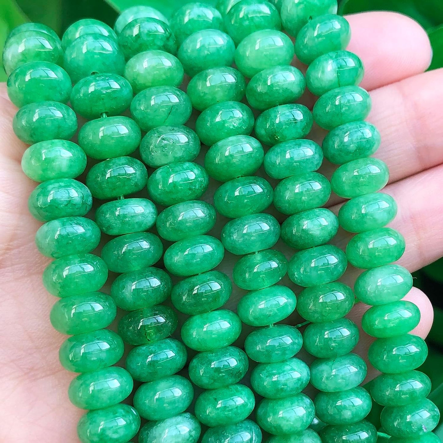 5x8mm Natural Green Lemon Jade Stone Rondelle Beads, 75PCS Spacer Round Loose Abacus Beads for Jewelry Making, Gemstone for Bracelet Necklace Earrings, Arts and Crafts