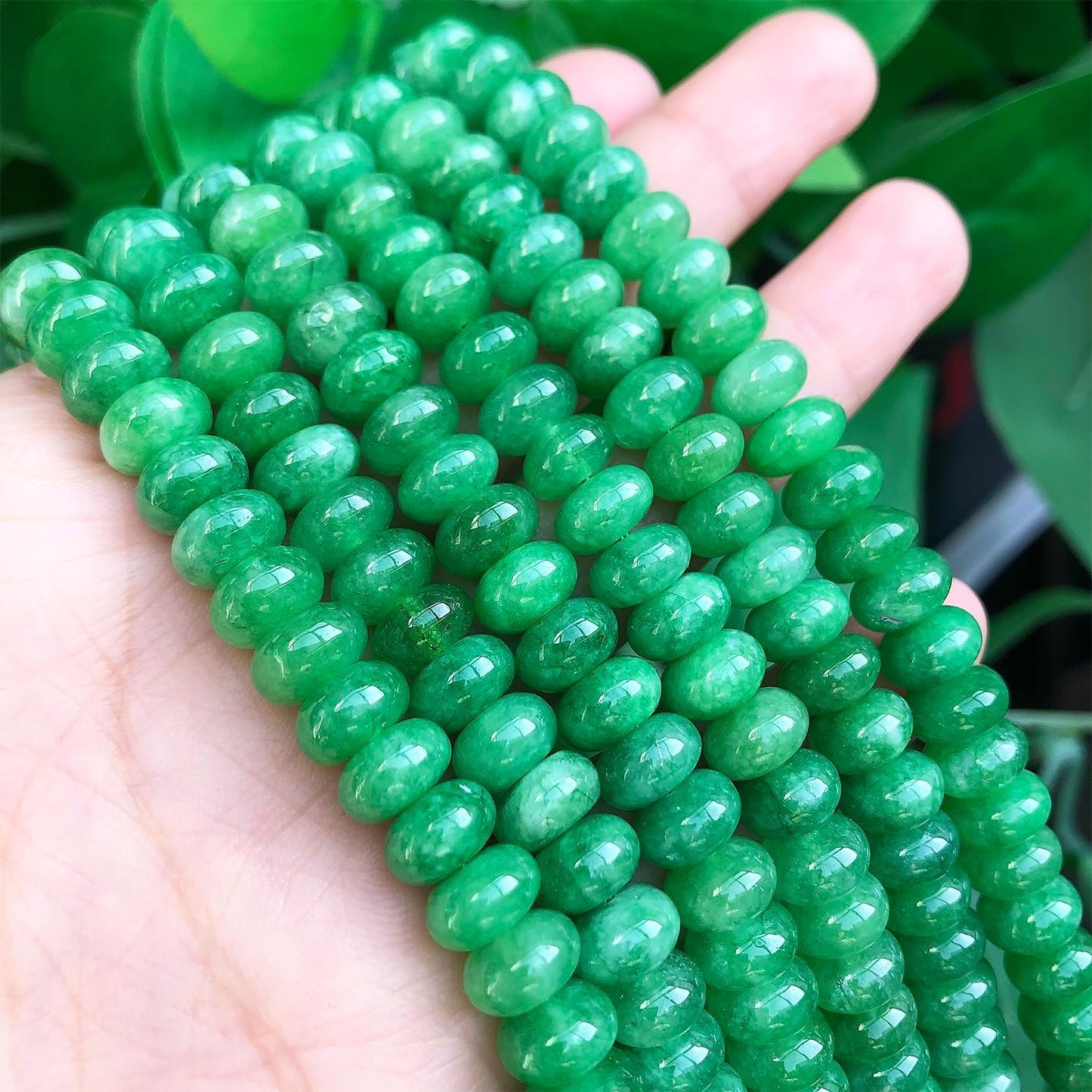 5x8mm Natural Green Lemon Jade Stone Rondelle Beads, 75PCS Spacer Round Loose Abacus Beads for Jewelry Making, Gemstone for Bracelet Necklace Earrings, Arts and Crafts
