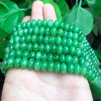 5x8mm Natural Green Lemon Jade Stone Rondelle Beads, 75PCS Spacer Round Loose Abacus Beads for Jewelry Making, Gemstone for Bracelet Necklace Earrings, Arts and Crafts