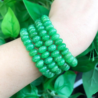 5x8mm Natural Green Lemon Jade Stone Rondelle Beads, 75PCS Spacer Round Loose Abacus Beads for Jewelry Making, Gemstone for Bracelet Necklace Earrings, Arts and Crafts
