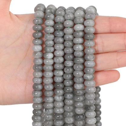 5x8mm Natural Green Lemon Jade Stone Rondelle Beads, 75PCS Spacer Round Loose Abacus Beads for Jewelry Making, Gemstone for Bracelet Necklace Earrings, Arts and Crafts