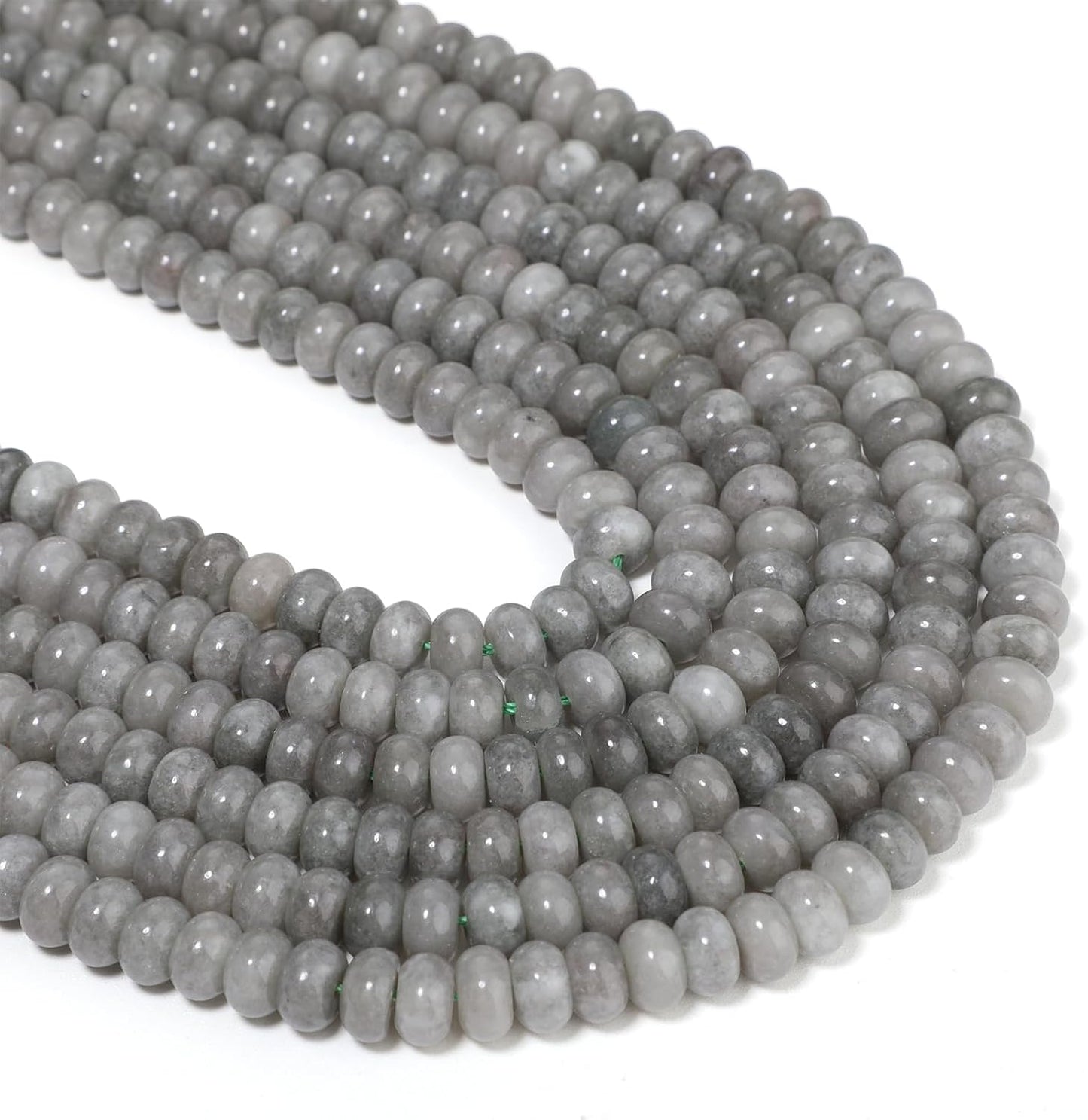 5x8mm Natural Green Lemon Jade Stone Rondelle Beads, 75PCS Spacer Round Loose Abacus Beads for Jewelry Making, Gemstone for Bracelet Necklace Earrings, Arts and Crafts
