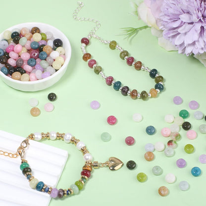 5x8mm Natural Green Lemon Jade Stone Rondelle Beads, 75PCS Spacer Round Loose Abacus Beads for Jewelry Making, Gemstone for Bracelet Necklace Earrings, Arts and Crafts