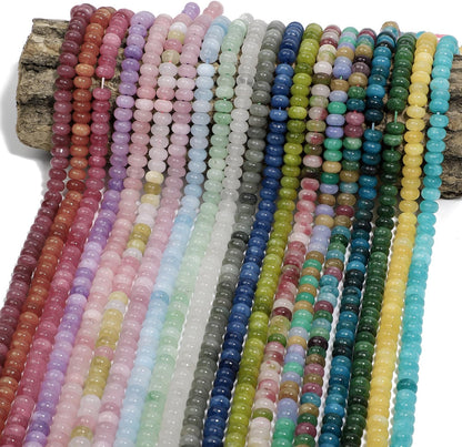 5x8mm Natural Green Lemon Jade Stone Rondelle Beads, 75PCS Spacer Round Loose Abacus Beads for Jewelry Making, Gemstone for Bracelet Necklace Earrings, Arts and Crafts