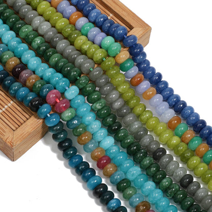 5x8mm Natural Green Lemon Jade Stone Rondelle Beads, 75PCS Spacer Round Loose Abacus Beads for Jewelry Making, Gemstone for Bracelet Necklace Earrings, Arts and Crafts