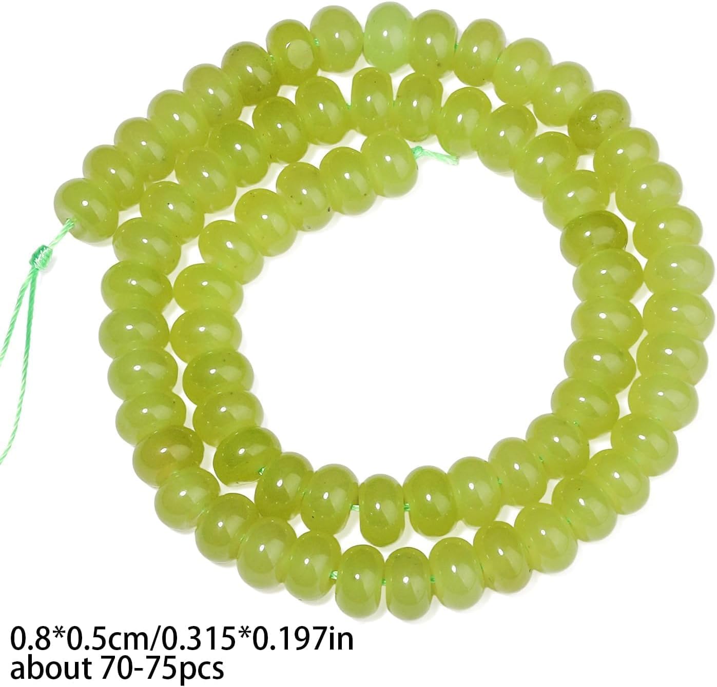 5x8mm Natural Green Lemon Jade Stone Rondelle Beads, 75PCS Spacer Round Loose Abacus Beads for Jewelry Making, Gemstone for Bracelet Necklace Earrings, Arts and Crafts