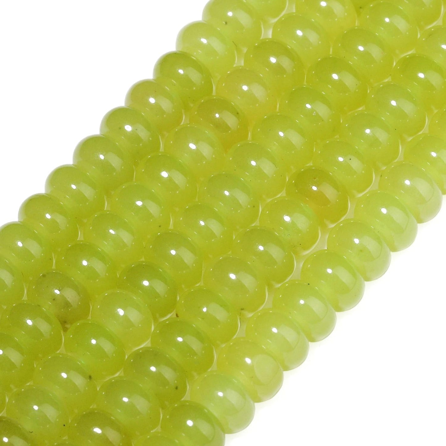 5x8mm Natural Green Lemon Jade Stone Rondelle Beads, 75PCS Spacer Round Loose Abacus Beads for Jewelry Making, Gemstone for Bracelet Necklace Earrings, Arts and Crafts