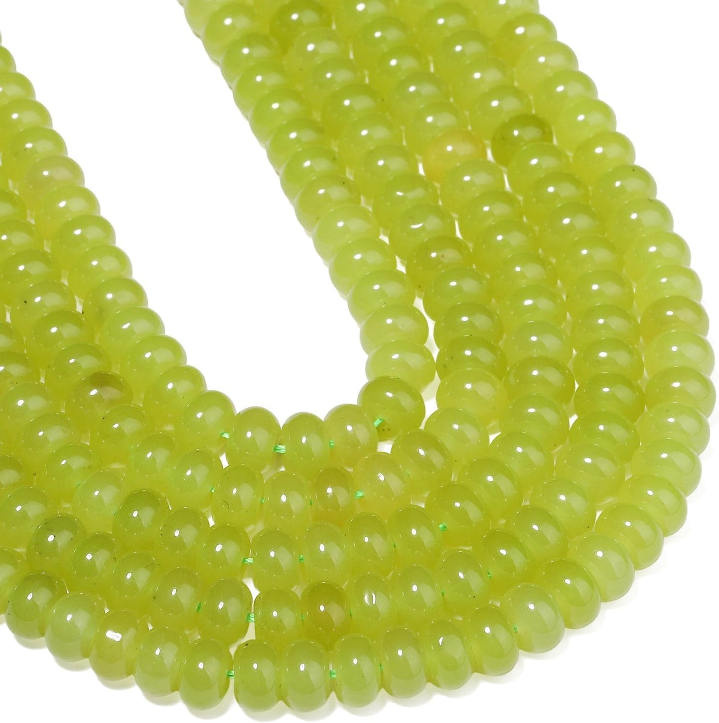 5x8mm Natural Green Lemon Jade Stone Rondelle Beads, 75PCS Spacer Round Loose Abacus Beads for Jewelry Making, Gemstone for Bracelet Necklace Earrings, Arts and Crafts