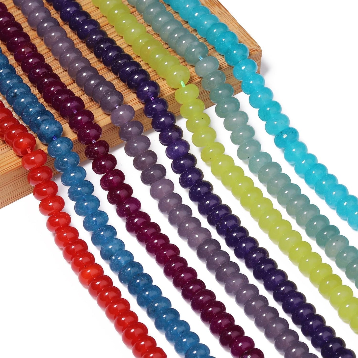 5x8mm Natural Green Lemon Jade Stone Rondelle Beads, 75PCS Spacer Round Loose Abacus Beads for Jewelry Making, Gemstone for Bracelet Necklace Earrings, Arts and Crafts