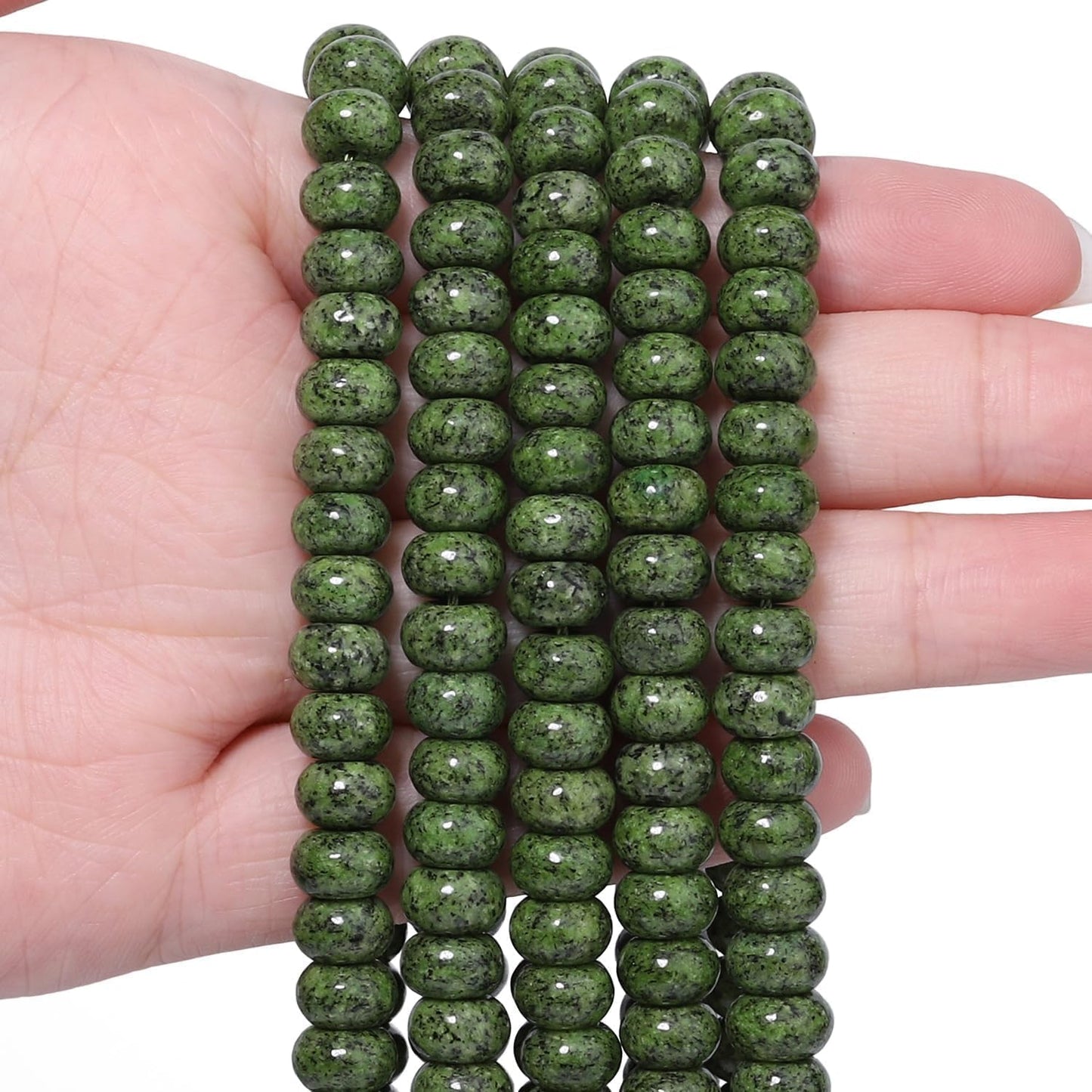 5x8mm Natural Green Lemon Jade Stone Rondelle Beads, 75PCS Spacer Round Loose Abacus Beads for Jewelry Making, Gemstone for Bracelet Necklace Earrings, Arts and Crafts