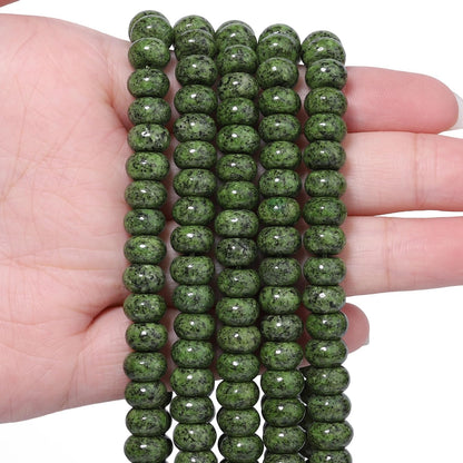 5x8mm Natural Green Lemon Jade Stone Rondelle Beads, 75PCS Spacer Round Loose Abacus Beads for Jewelry Making, Gemstone for Bracelet Necklace Earrings, Arts and Crafts