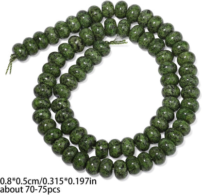 5x8mm Natural Green Lemon Jade Stone Rondelle Beads, 75PCS Spacer Round Loose Abacus Beads for Jewelry Making, Gemstone for Bracelet Necklace Earrings, Arts and Crafts