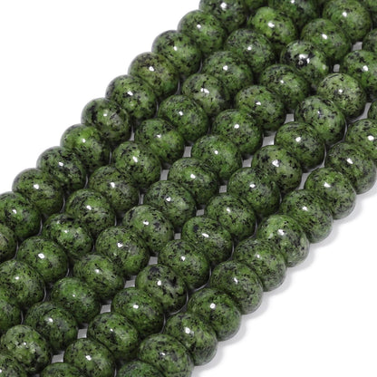 5x8mm Natural Green Lemon Jade Stone Rondelle Beads, 75PCS Spacer Round Loose Abacus Beads for Jewelry Making, Gemstone for Bracelet Necklace Earrings, Arts and Crafts