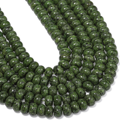 5x8mm Natural Green Lemon Jade Stone Rondelle Beads, 75PCS Spacer Round Loose Abacus Beads for Jewelry Making, Gemstone for Bracelet Necklace Earrings, Arts and Crafts