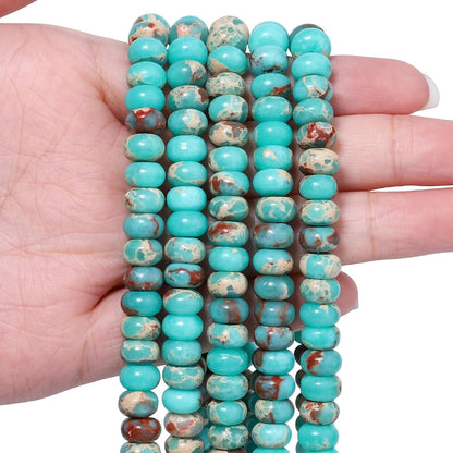 5x8mm Natural Green Lemon Jade Stone Rondelle Beads, 75PCS Spacer Round Loose Abacus Beads for Jewelry Making, Gemstone for Bracelet Necklace Earrings, Arts and Crafts