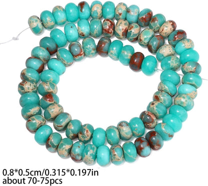 5x8mm Natural Green Lemon Jade Stone Rondelle Beads, 75PCS Spacer Round Loose Abacus Beads for Jewelry Making, Gemstone for Bracelet Necklace Earrings, Arts and Crafts
