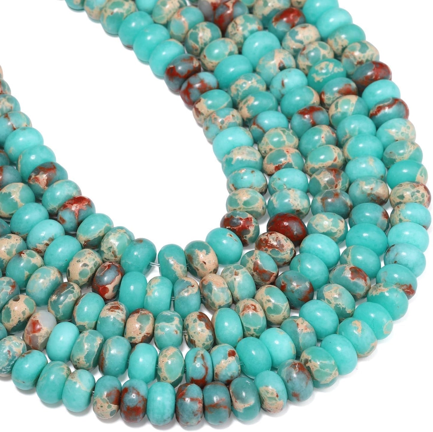 5x8mm Natural Green Lemon Jade Stone Rondelle Beads, 75PCS Spacer Round Loose Abacus Beads for Jewelry Making, Gemstone for Bracelet Necklace Earrings, Arts and Crafts