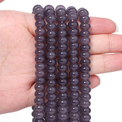 5x8mm Natural Green Lemon Jade Stone Rondelle Beads, 75PCS Spacer Round Loose Abacus Beads for Jewelry Making, Gemstone for Bracelet Necklace Earrings, Arts and Crafts