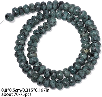 5x8mm Natural Green Lemon Jade Stone Rondelle Beads, 75PCS Spacer Round Loose Abacus Beads for Jewelry Making, Gemstone for Bracelet Necklace Earrings, Arts and Crafts