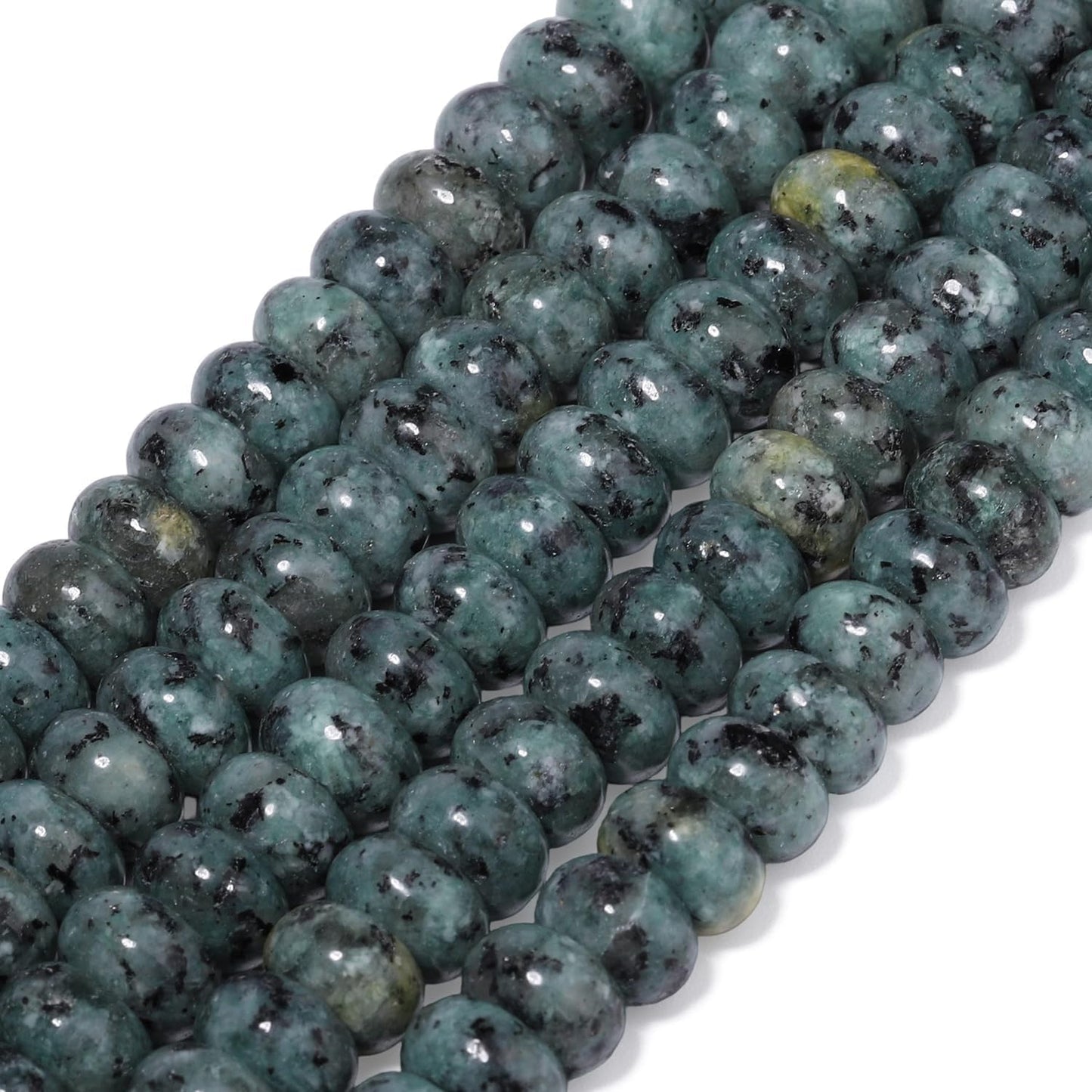 5x8mm Natural Green Lemon Jade Stone Rondelle Beads, 75PCS Spacer Round Loose Abacus Beads for Jewelry Making, Gemstone for Bracelet Necklace Earrings, Arts and Crafts