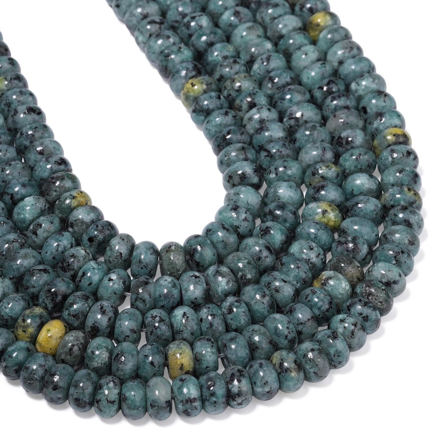 5x8mm Natural Green Lemon Jade Stone Rondelle Beads, 75PCS Spacer Round Loose Abacus Beads for Jewelry Making, Gemstone for Bracelet Necklace Earrings, Arts and Crafts