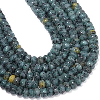 5x8mm Natural Green Lemon Jade Stone Rondelle Beads, 75PCS Spacer Round Loose Abacus Beads for Jewelry Making, Gemstone for Bracelet Necklace Earrings, Arts and Crafts